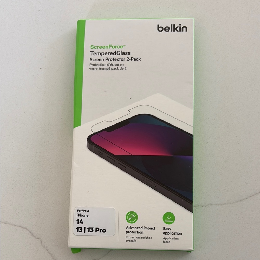Belkin ScreenForce Tempered Glass 2-Pack for iPhone 13/14